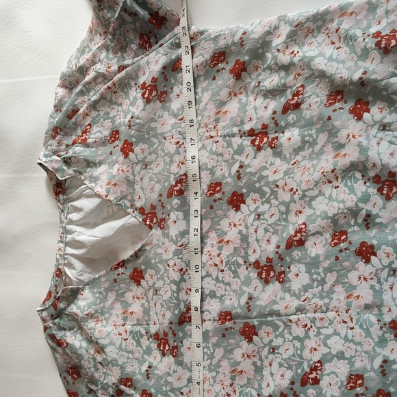 Tunic Blouse Long Sleeve Size XL Boho Green Floral Feminie Flowy Print Flowy - Picture 5 of 11